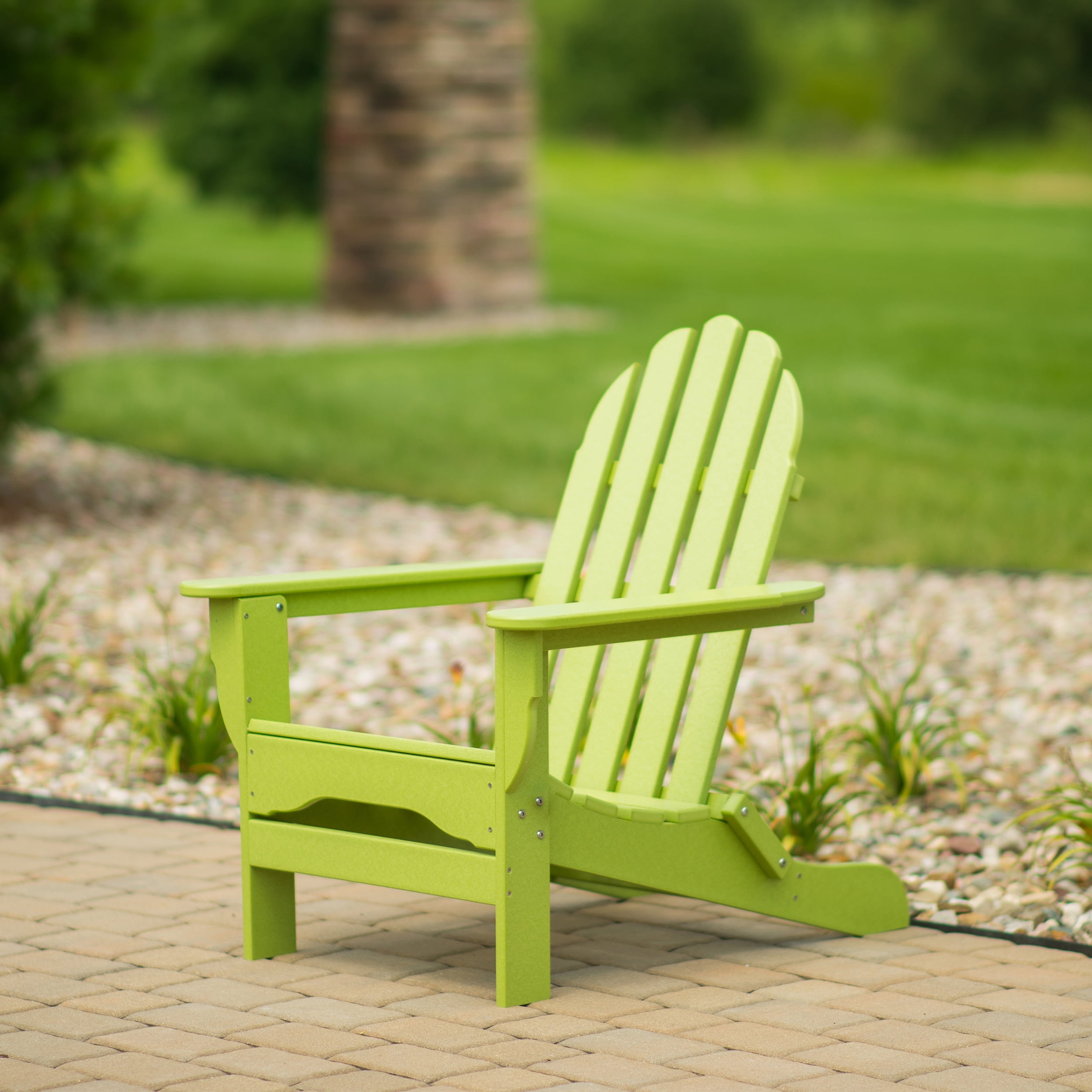 DuroGreen Adirondack Chairs Made With All-Weather Tangent lumber, Set of 2, Oversized, High End Classic Patio Furniture for Porch, Lawn, Deck, or Fire Pit, No Maintenance, USA Made, Lime Green