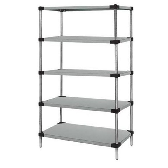 Quantum Storage WRS5-86-2436SS Solid 5-Shelf Starter Units - Stainless Steel, 24 x 36 x 86 in.