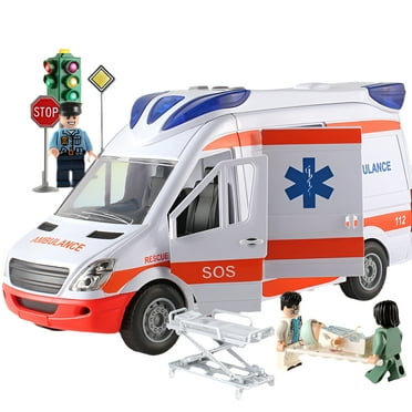 BESTSKY Ambulance Toy,Ambulance Doors Cars Toys,Realistic Scaling Truck