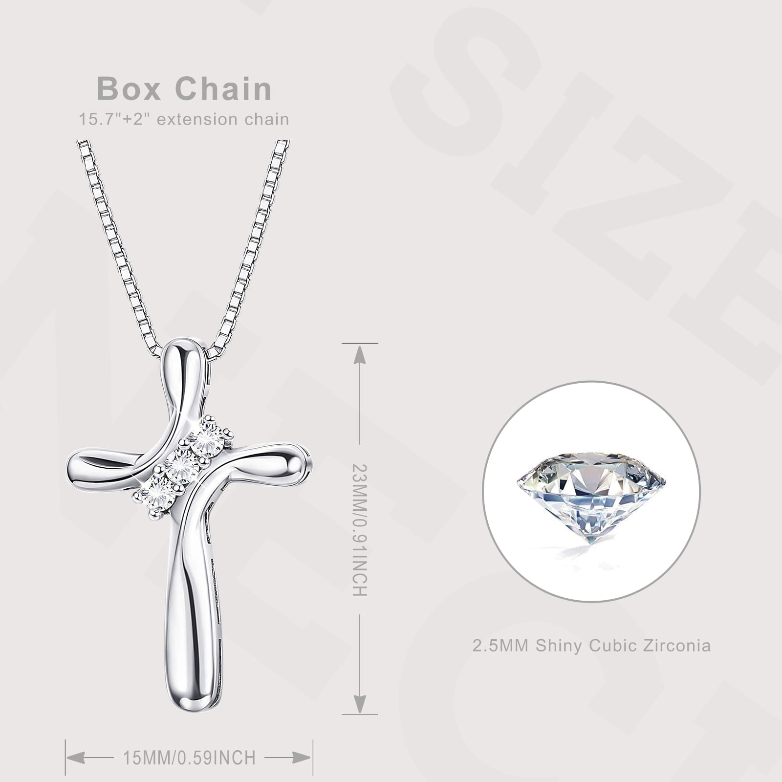 Inadays 925 Cross Necklace for Women 17.7 inch Chain, Cubic Zirconia Faith Silver Cross Pendant Necklaces,Birthdays Mother's Day Christmas Gift Valentine's Day