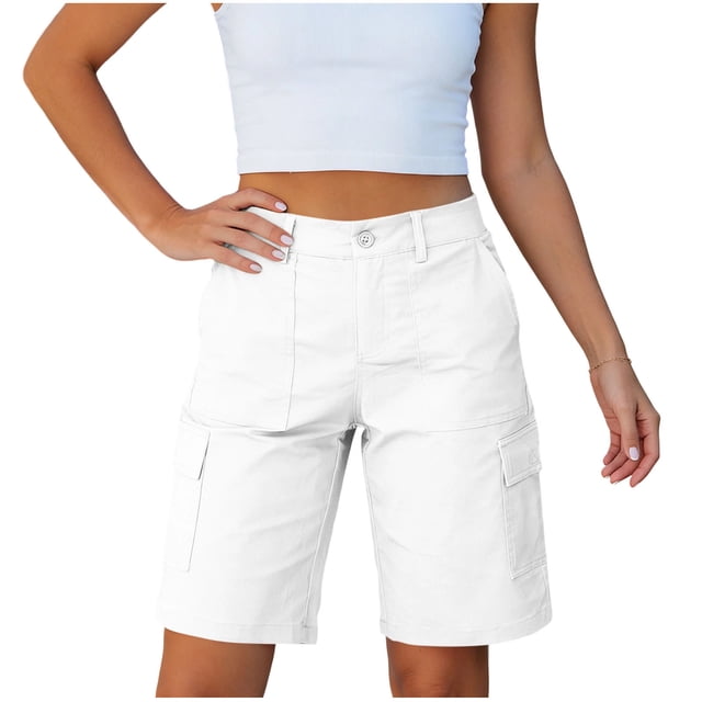 Ziynglg Shorts Cargo pour Femmes Légers Mode Shorts à Jambes Larges Été Amples Décontractés Randonnée Course Shorts