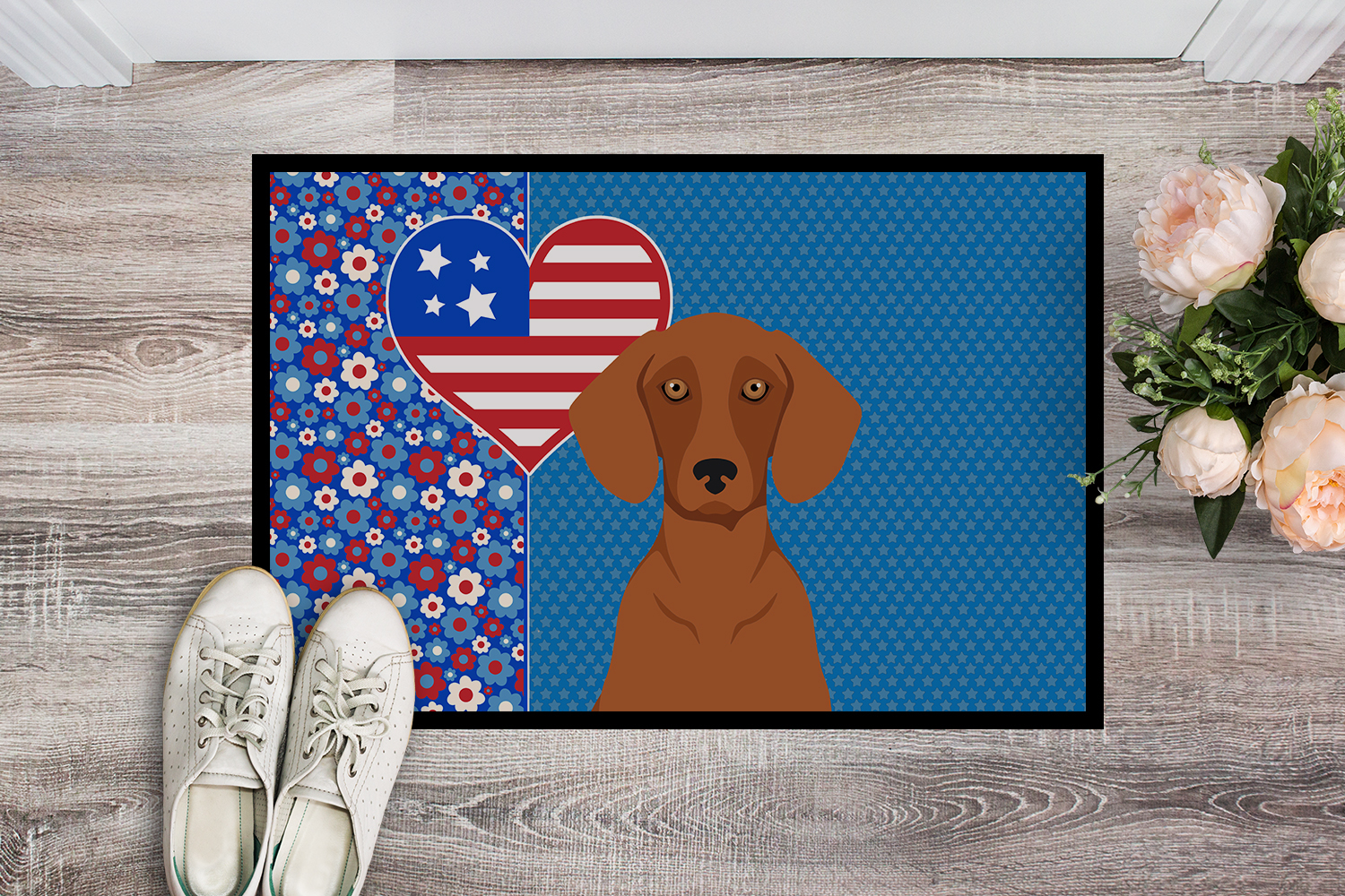 Red Dachshund Indoor or Outdoor Mat 24x36 36 in x 24 in