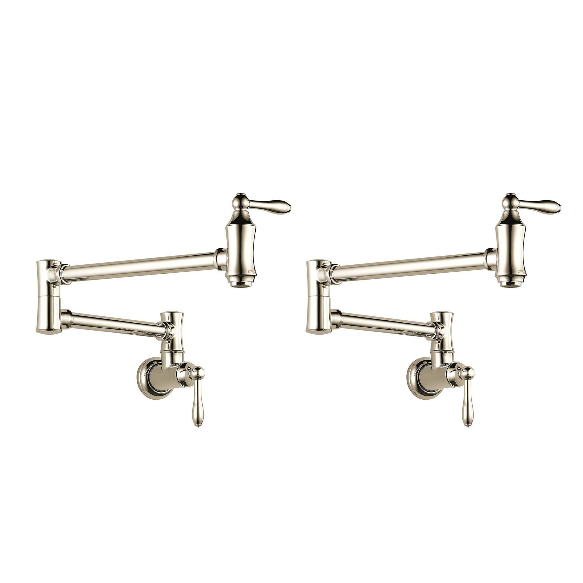 2 Pack Polished Nickel Delta Faucets Victorian Home Pot Filler Wall Faucet 