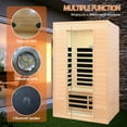 thumbnail image 5 of 2 Person Infrared Sauna, Low EMF Far Infrared Sauna, Canadian Hemlock Wood Sauna for Home 1500W Indoor Sauna Home Spa Sauna with Bluetooth Speakers, Reading Lights, Roof Vent, Tempered Glass, 5 of 8