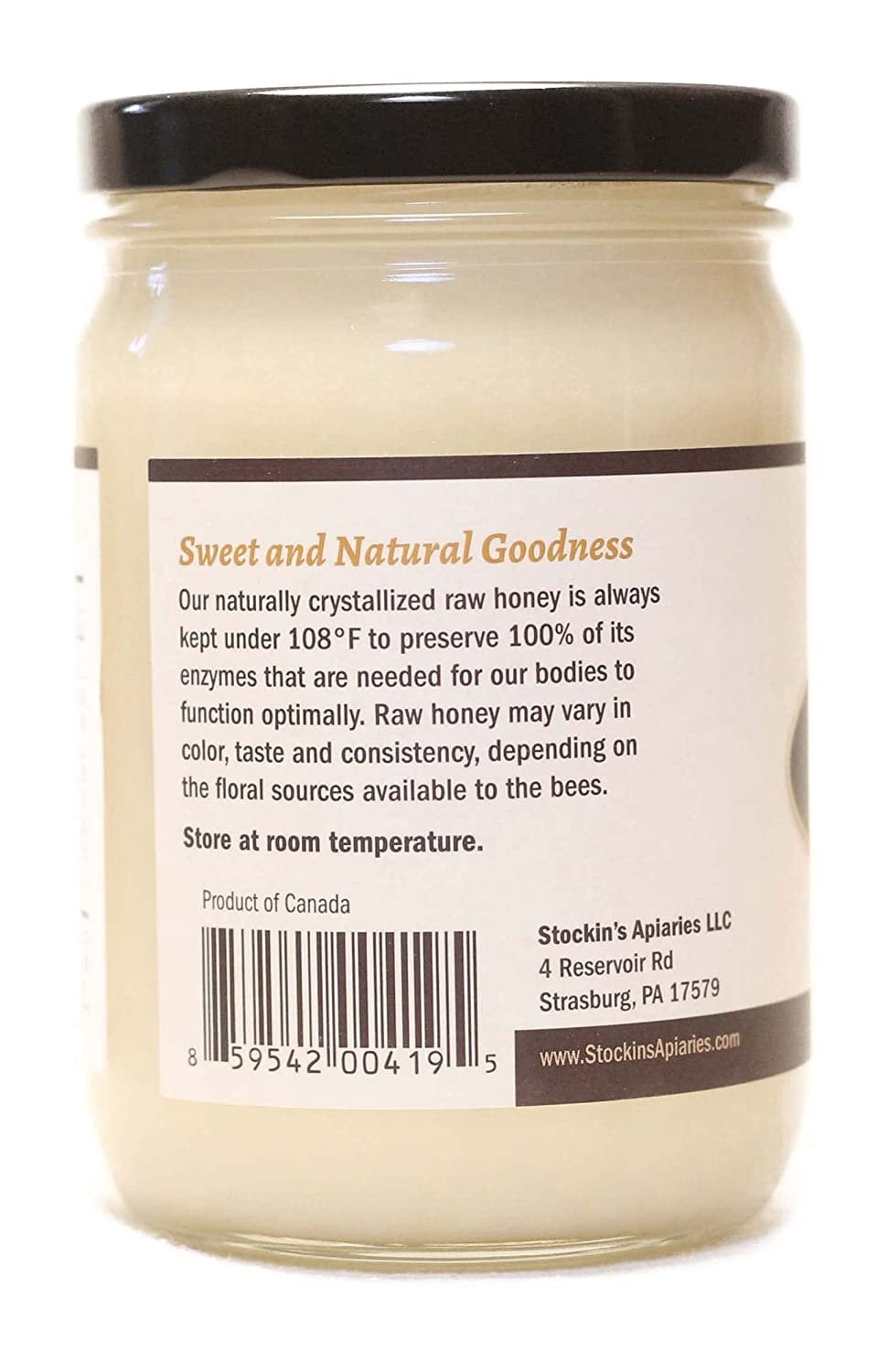 Stockin's Apiaries Raw Alfalfa Honey, Unheated, Unfiltered, & Nutritious, 17 Oz.