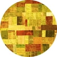 thumbnail image 1 of Ahgly Company Indoor Round Patchwork Yellow Transitional Area Rugs, 3' Round, 1 of 4