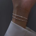 thumbnail image 4 of Pulsera plateada 925, pulsera de doble capa con grano de arroz estrellado, joyería de moda para mujer con luz brillante, 4 of 5