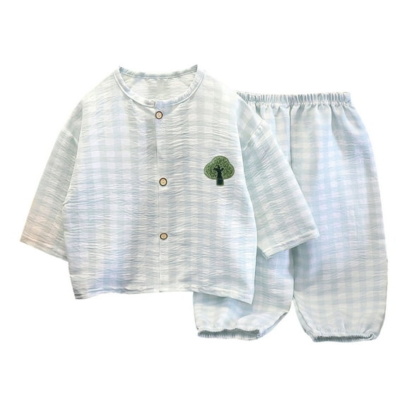 Hrsba Kids Summer 2 Piece Outfits Sets,Children's Summer Small Print Comfortable Round-Neck Two-piece Set,Toddler Summer Short Sleeve Round-Neck Blouses & Shirts Sets