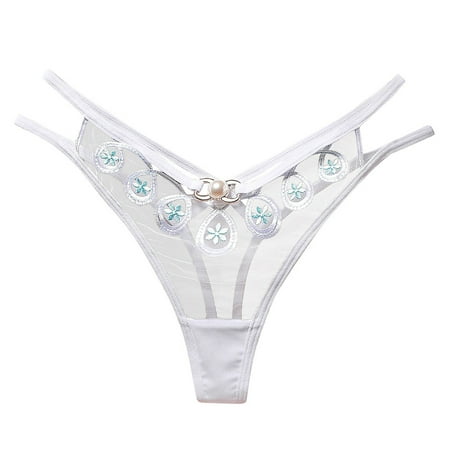 

KDDYLITQ Womens Panty Underwear Sexy See Through Strappy Seamless Thongs White One Size