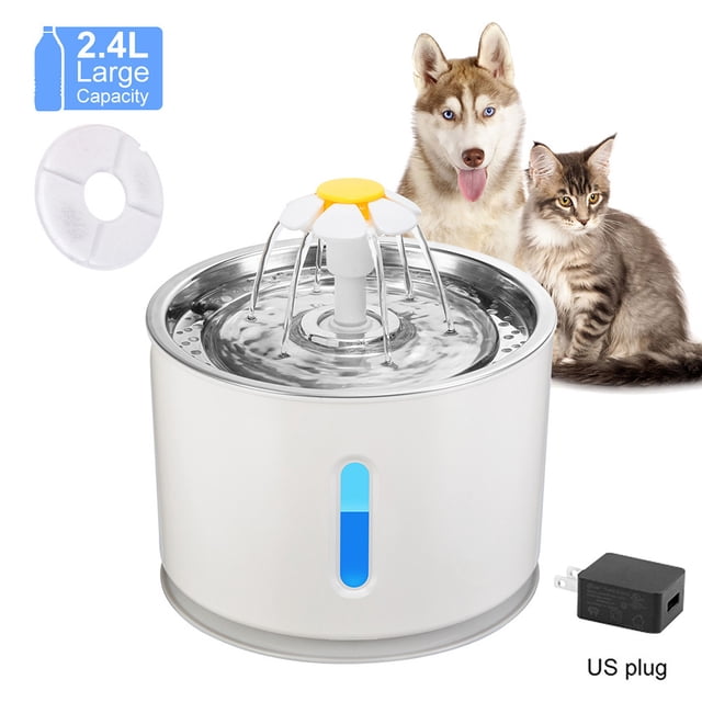 Fuente De Agua Filtración Reemplazable Fuente De Agua Automática Para Gatos Carbón Activado Silencioso Fuente De Agua De 2.4L Cable Usb Vogacara PT001566-01