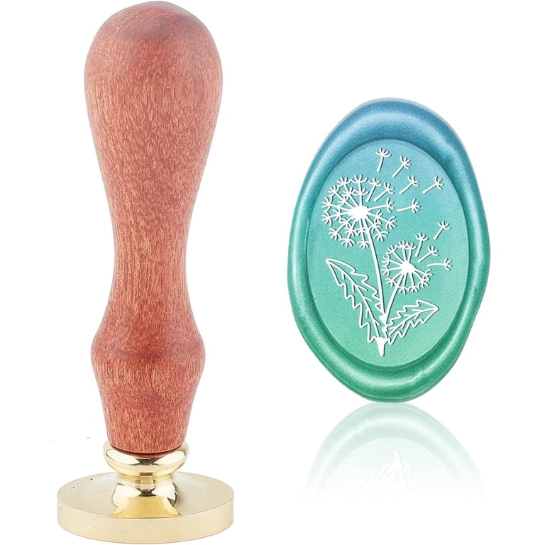 Wax Seal Stamp Flower Vintage Sealing Wax Stamps Dandelion Oval Removable Brass Head Sealing Stamp Wooden Handle Christmas Wedding Invitations Xmas T