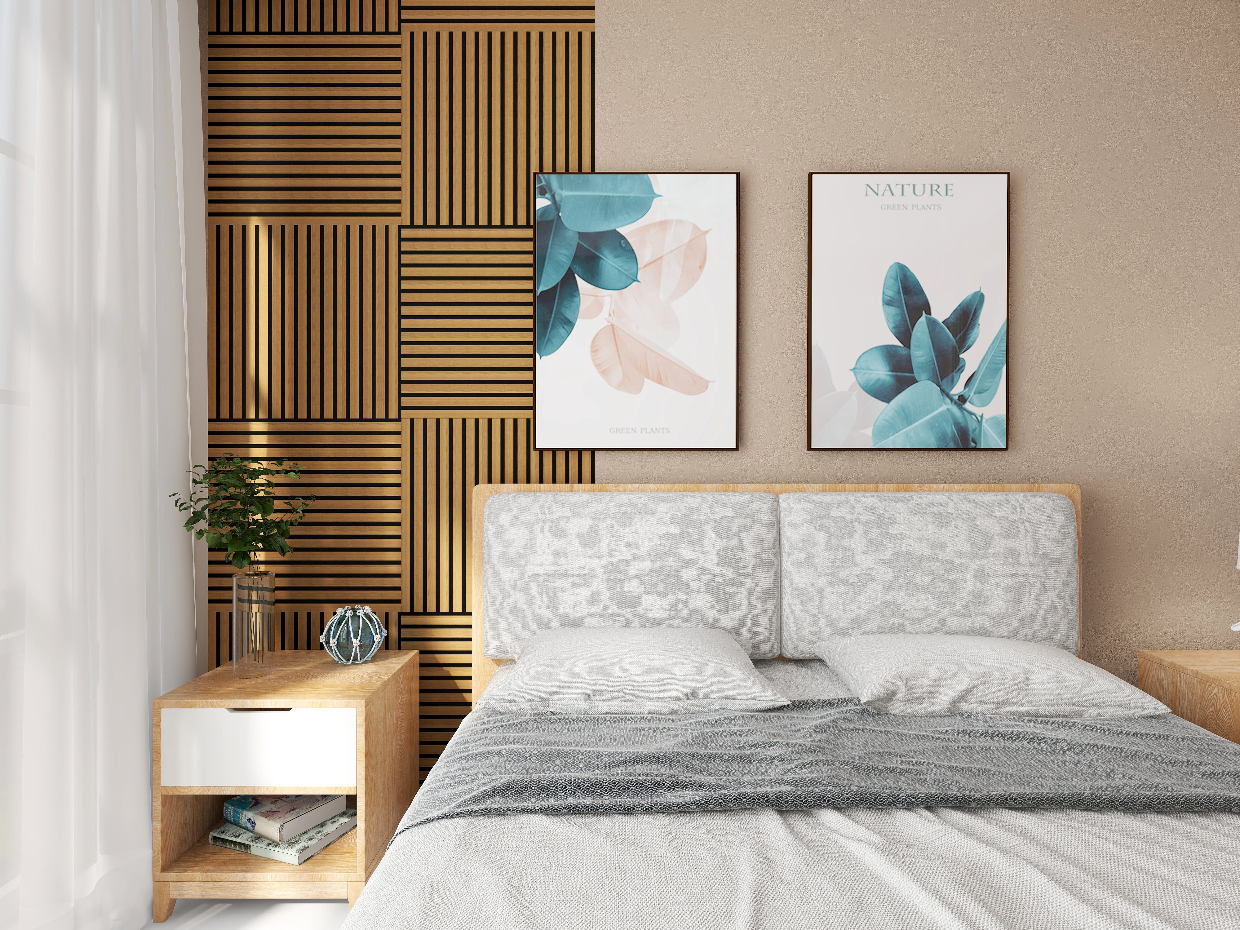 8‑Pack Walnut Wooden Slat Acoustic Panels, 3D Groove Sound‑Absorbing Wall & Ceiling Boards, Flame‑Retardant Noise Reduction Panels for Office Bedroom Gym Kitchen Home Theater