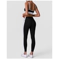 thumbnail image 3 of PISONIC Women 2 Piece Workout Sets Color Block Sports Bra High Waist Tummy Control Active Leggings Yoga Outfit Set, 3 of 7
