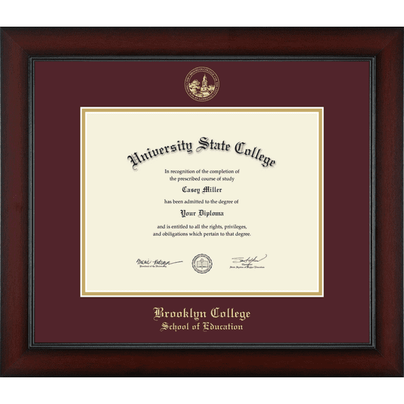 Brooklyn College School of Education Diploma Frame, Document Size 11" x 8.5"
