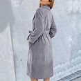 thumbnail image 5 of Long Sleeve Bathrobe for Women Fluffy Women's Nightgowns & Sleepshirts Oversize Cozy Women's Robes House Womens Robe Grey, 5 of 9
