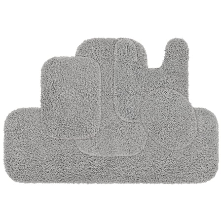 Garland Rug Jazz Washable Bath Rug Set, 5 Piece Set (2 Bath Rugs, Contour, Toilet Lid, & Runner) Platinum Gray