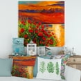 thumbnail image 2 of Designart ' Red Poppies By The Ocean During Evening Glow ' Nautical & Coastal Canvas Wall Art Print, 2 of 4