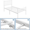 thumbnail image 4 of Fullfurnique Metal Platform Bed with Spindle Headboard and Footboard for Adult, Twin, White, 4 of 6