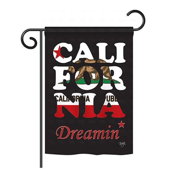 Breeze Decor BD-SS-GS-108176-IP-BO-D-US13-BD 13 x 18.5 in. California Dreamin Americana States Impressions Decorative Vertical Double Sided Garden Flag Set with Banner Pole