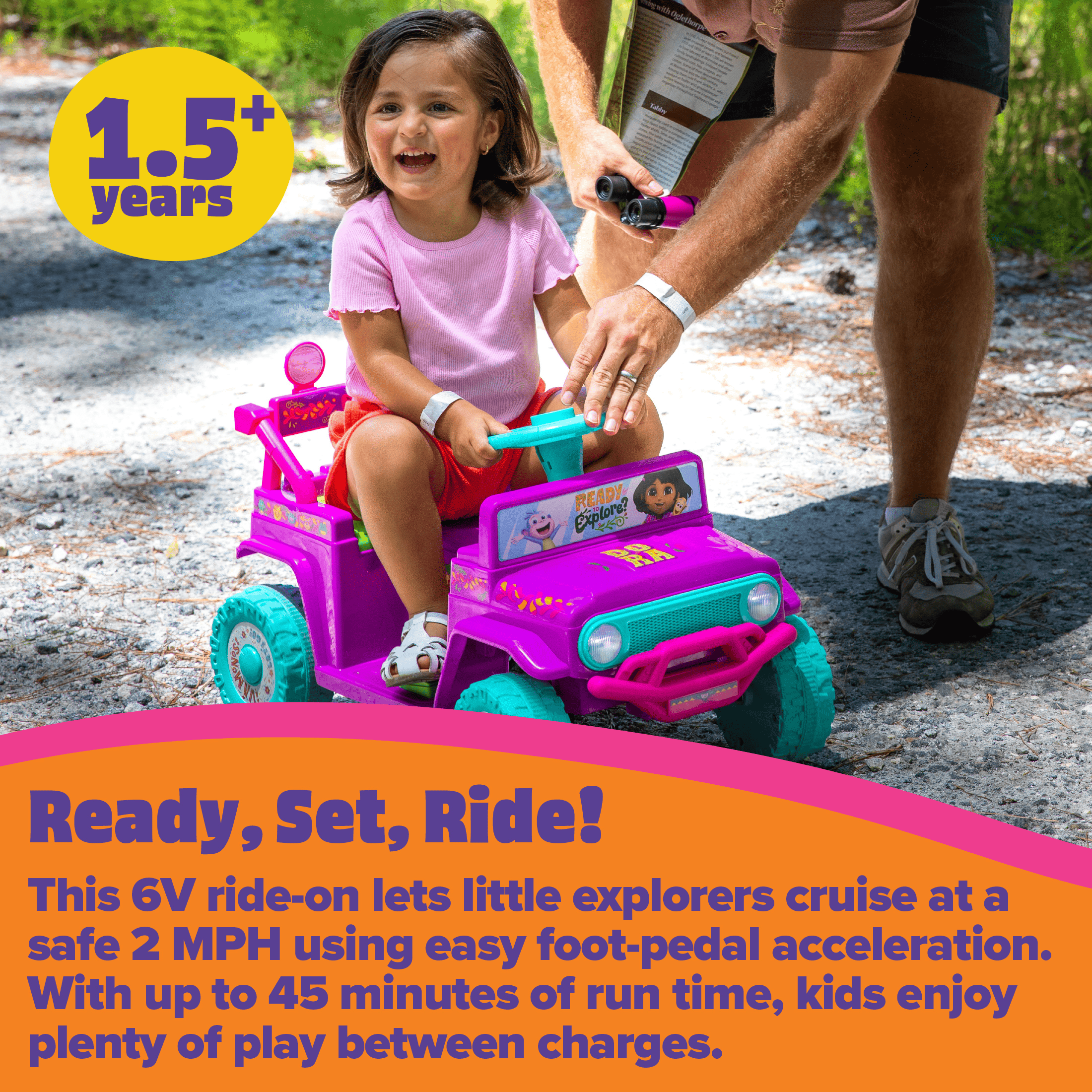 Dynacraft Dora the Explorer 6V Battery-Powered Ride-On for Ages 18 Months-3 Years, 1 Count