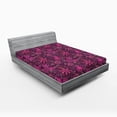 thumbnail image 2 of Ambesonne Ribbon Flowers Fitted Sheet, Art Purplish Floral, California King, Magenta Dried Rose Coral, 2 of 5