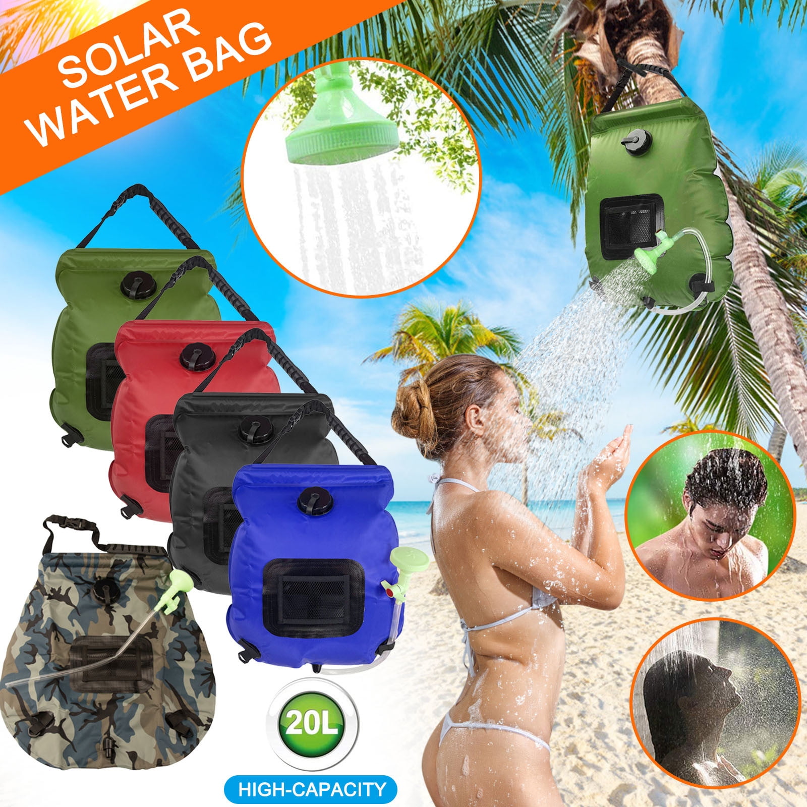 Kyusrd Outdoor Thermal Bathing Bag Portable 20L Camping Bathing Water Bag