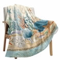 thumbnail image 6 of Fleece Blanket Summer Corals Shells Sea Stars Seagrass Blankets, Soft Cozy Warm Flannel Throw Blanket, Retro Marine Life Blanket for Bed Couch Sofa,40x50In, 6 of 9