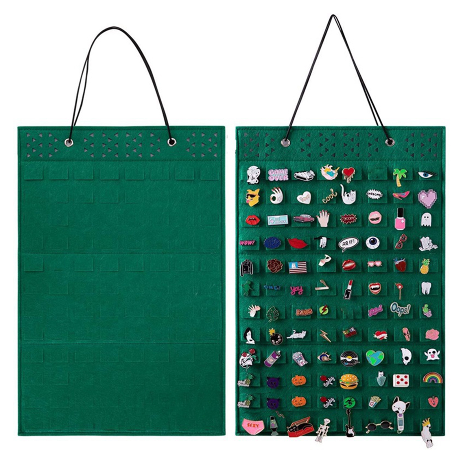 Hanging Brooch Organizer Wall Hanging Pin Organizer Felt Brooch Storage Bag with 96 Pin Capacity Space-saving Display Case for Enamel Pins Earrings