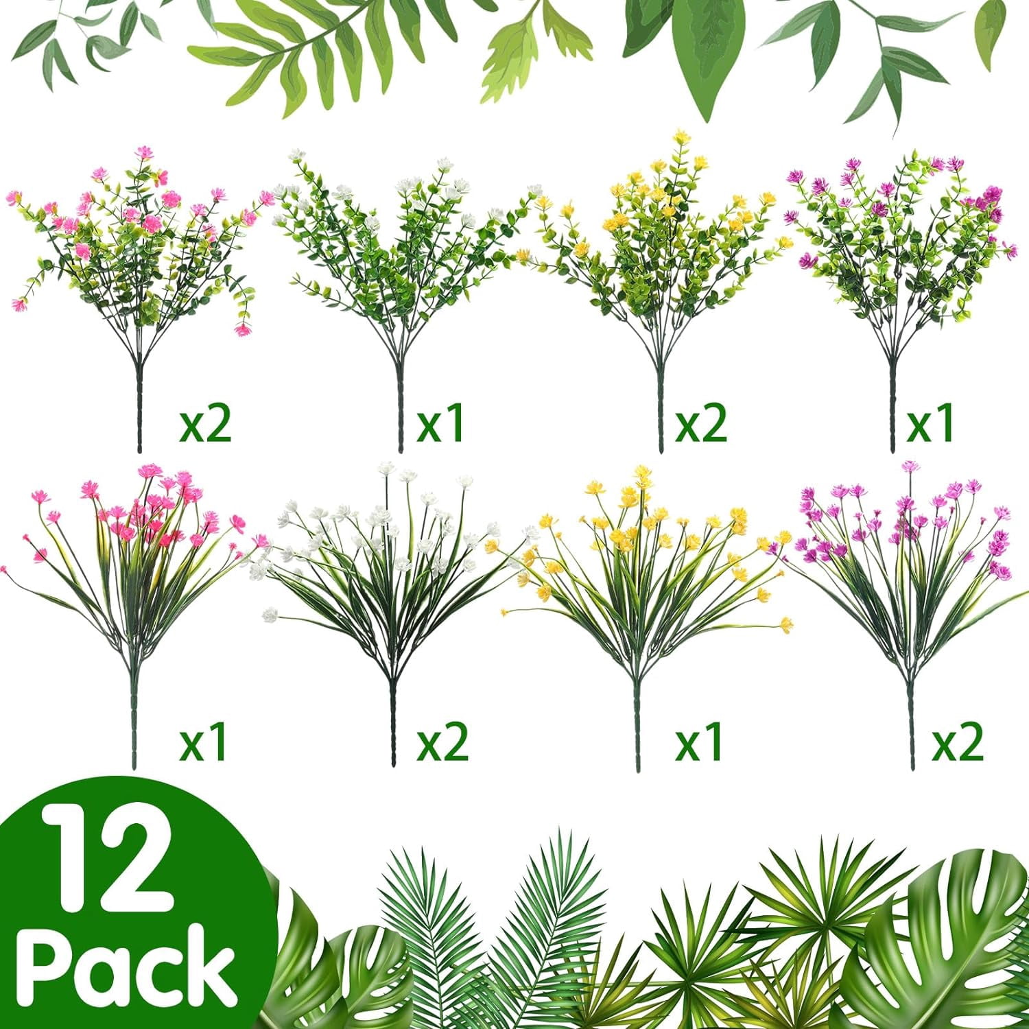 10 Bundles Artificial Flowers Outdoor, UV Resistant Faux Artificial Plants Shrubs Plastic Flower Bulk for Hanging Planter Porch Window Home Wedding Fall Summer Decor (Orange)