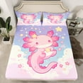 thumbnail image 2 of Erosebridal 3D Axolotl Sheet Set Twin, Watercolor Artwork Twin Sheet Sets, Cute Animal Bedding Twin Size, Lightweight Room Decorative, 3pcs, 2 of 7