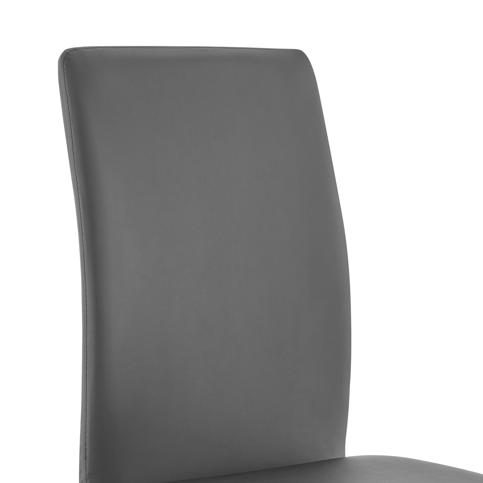 Amanda Contemporary Side Chair in Gray Faux Leather and Chrome Finish - Set of 6