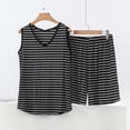 thumbnail image 2 of Fsgntruao Plus Size Pajama Set for Women Striped Sleeveless Tank Tops with Wide-Leg Shorts Casual Nightwear Sleepwear, 2 of 5