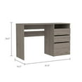 thumbnail image 3 of Depot E-Shop Kenai Computer Desk with 3 Drawers and Open Shelf, Light Gray, 3 of 9