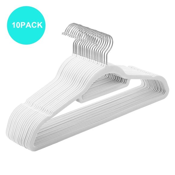 Velvet Hangers with Tie Bar 10 Pack Slim Space Saving Coat Hanger, Non Slip Wardrobe Hangers, Clothes Hangers 360° Swivel Hook, Suit, Shirt Dress & Trouser Hangers Thin Flocked Felt Hangers