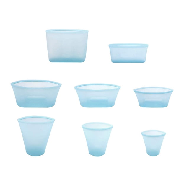 Bolsas reutilizables de silicona para alimentos, 8 piezas de silicona reutilizable para mantener los alimentos frescos, bolsas de silicona para alimentos, diseño revolucionario