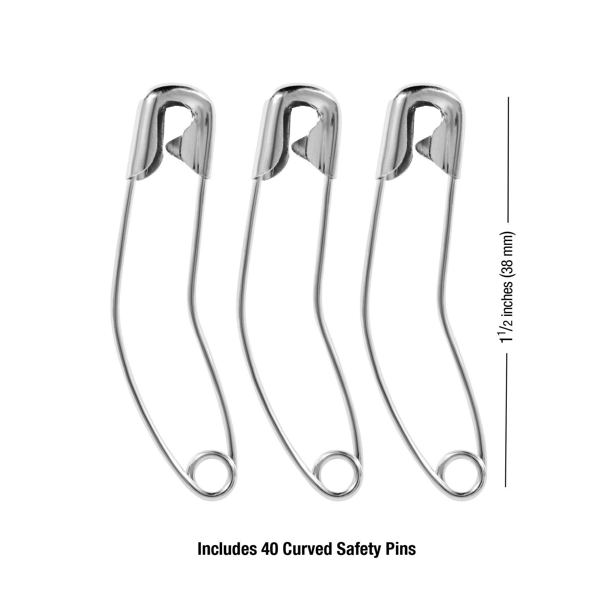 (2 pack) Hello Hobby Size 2 Curved Nickel-Plated Steel Safety Pins (40 Count)