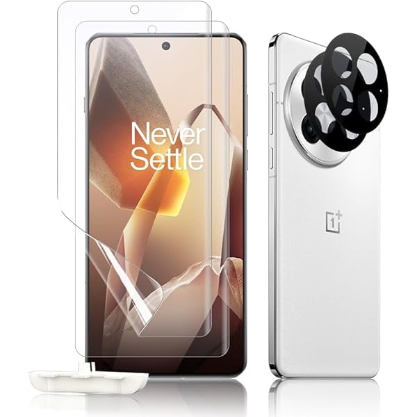 wonima11 Screen Protector for OnePlus 13, 2 Pack Soft TPU Screen Protector + 2 Pack Camera Lens Flim, Full Coverage, Fingerprint Unlock for OnePlus 13 Flim