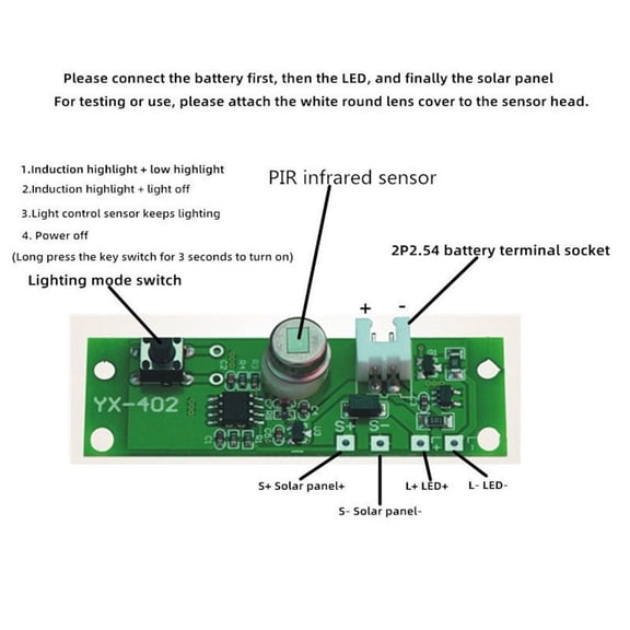 3.7 V Automatic Solar Charging Circuit Board Luminous Control Sensor Module