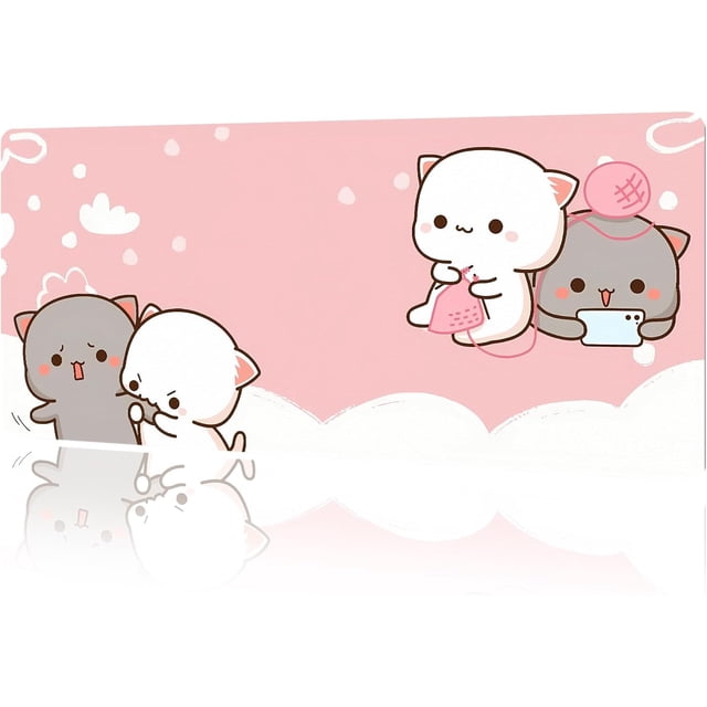Cute Desk Mat Kawaii Mousepad Anime Aesthetics Desk Pad XXL Cute Checke and Mouse Pad Computer Keyboard Mat Office Desk Pad Protector .;X.;