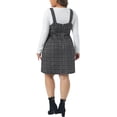 thumbnail image 3 of Plus Size Suspender Dresses for Women High Waist Tweed Single-Breasted Overall Dress 2X Black White, 3 of 6