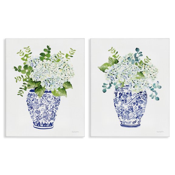 Stupell Industries French Country Blue Floral Bouquets Lush Green Botanicals 2pc Canvas Art Set, 16 x 20 each, by Mercedes Lopez Charro