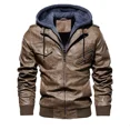 thumbnail image 5 of Chaqueta con capucha de cuero PU para hombre, conjunto de 2 piezas, ropa de moda para hombre, estilo europeo, Otoño/Invierno, 2022, 5 of 5