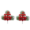 thumbnail image 2 of Cemetery Memorial Flowers, 2 Pc Artificial Chrysanthemum Bouquet for Grave Headstone, Funeral Memorial Day Sympathy Tribute Bouquet, Fake Flower Arrangement for Cemetery Decoration, Red, 2 of 5