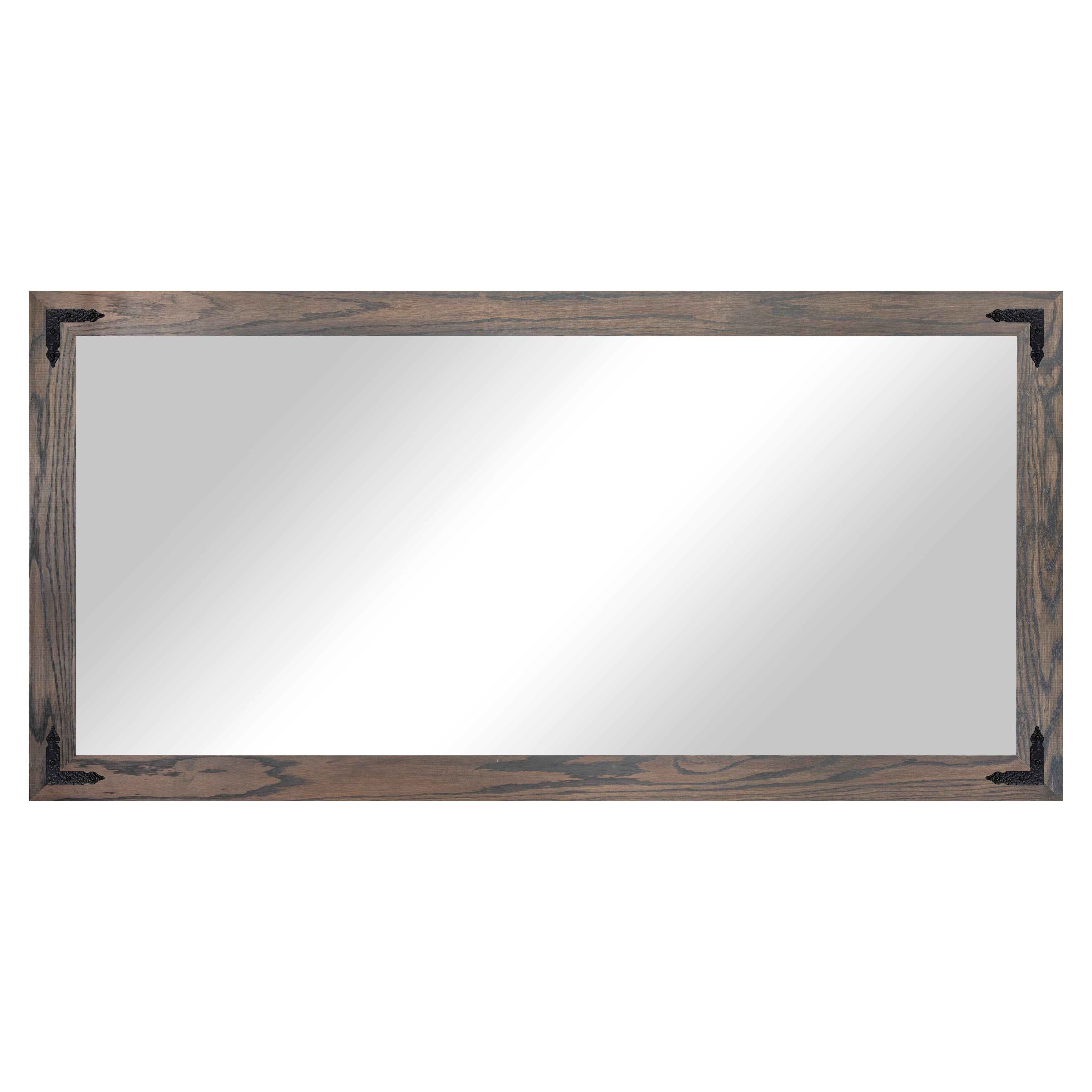Rayne Ozark Hardwood Red Oak Mirror Wall Mirror 76"x33" Leaning Floor Mirror Carbon Gray With Decorative Corner Brackets