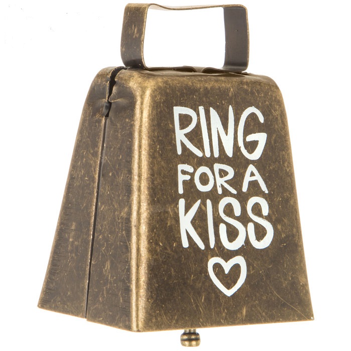 Ring For A Kiss Metal Cowbell Wedding Reception Gift Keepsake