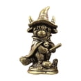 thumbnail image 2 of WMTOKK Cow Witch Figurine, Mini Wizard Cow Copper Statue with Witch Hat, Halloween Gothic Desktop Ornament for Table Shelf Cabinet Display, 2 of 7
