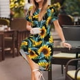 thumbnail image 3 of Naloa Blue Batterflies Sunflower Print Womens Summer A-Line Dress with Pockets,Short Sleeve Dresses,Flowy Beach Swing Dress for Vacation Travel, 3 of 6
