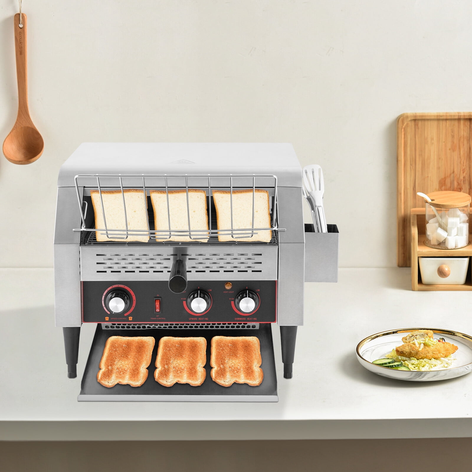 Silver Tabletop Electric Commercial Restaurant Industrial Conveyor Toaster 450 Slice/Hour 7Speed