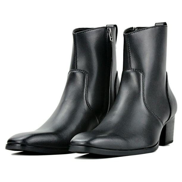 OSSTONE Dress Boots Chelsea Designer Boots for Men Zipper-up Leather ...