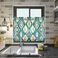 thumbnail image 4 of Yayeee Kitchen Curtains Tier Pair Light Filtering 27"x36" Rod Pocket Short Cafe Window Panel, Green Geometric Flowers, 4 of 7